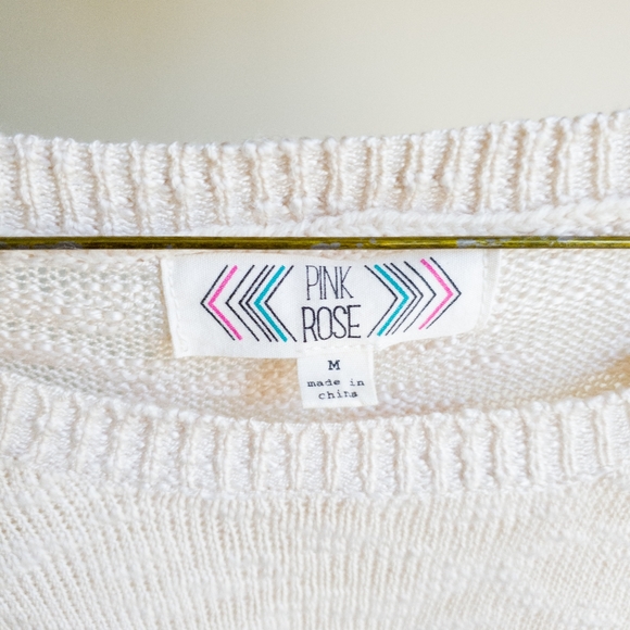 Pink Rose Cream, Pink, Navy Sweater Size Medium - Picture 4 of 9
